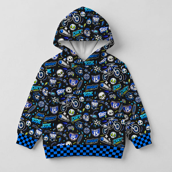 Kids Team Yamaha Blue Dirt Bike Cotton Hoodie Personalized