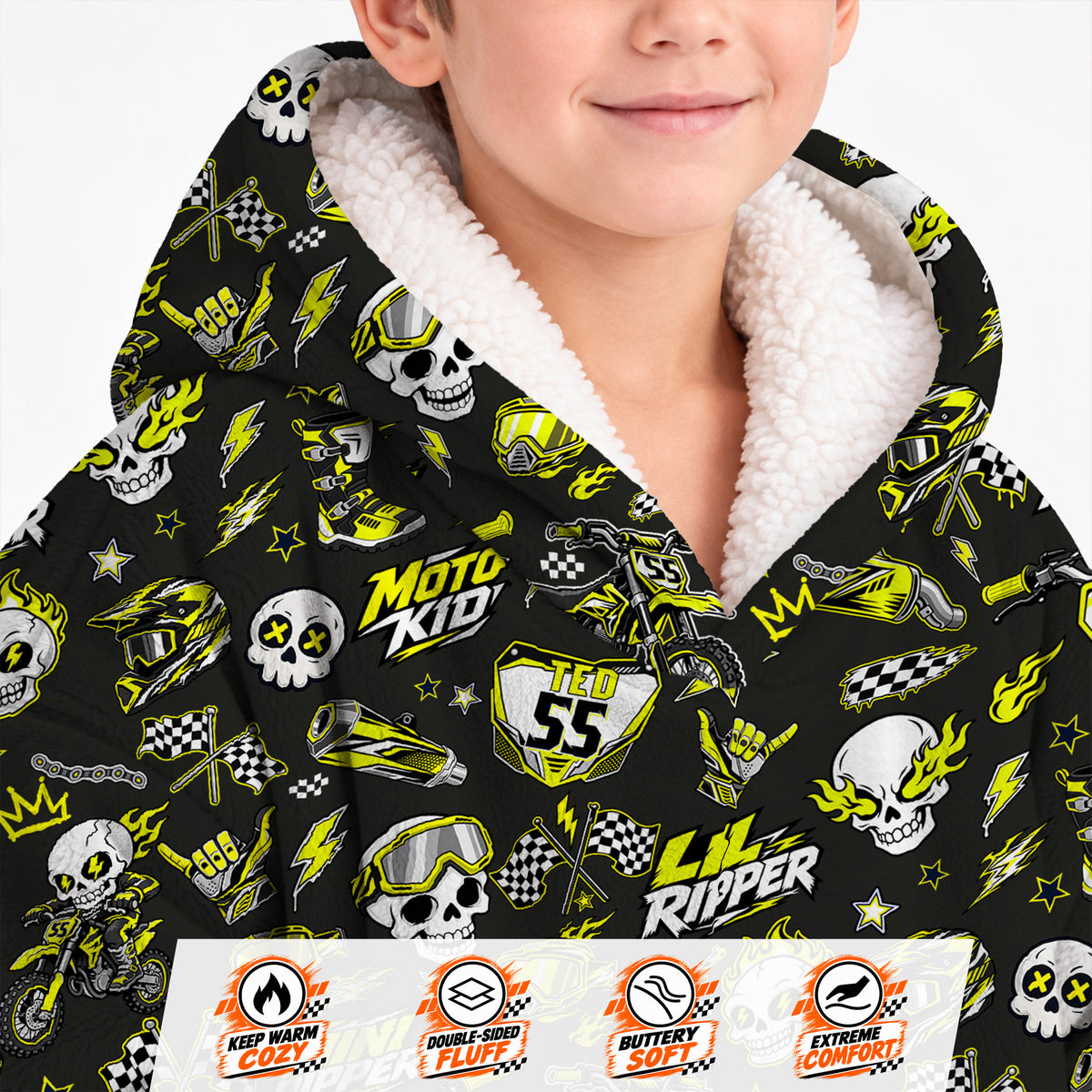 Cobra Dirt Bike Kids Snug Hoodie-Fleece