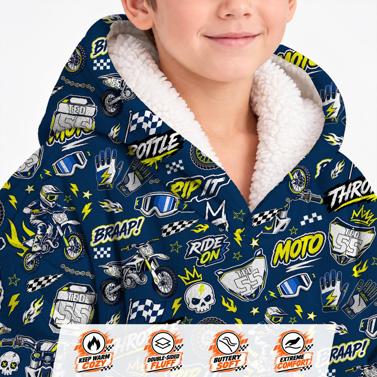 Husqvarna Dirt Bike Kids Snug Hoodie-Fleece