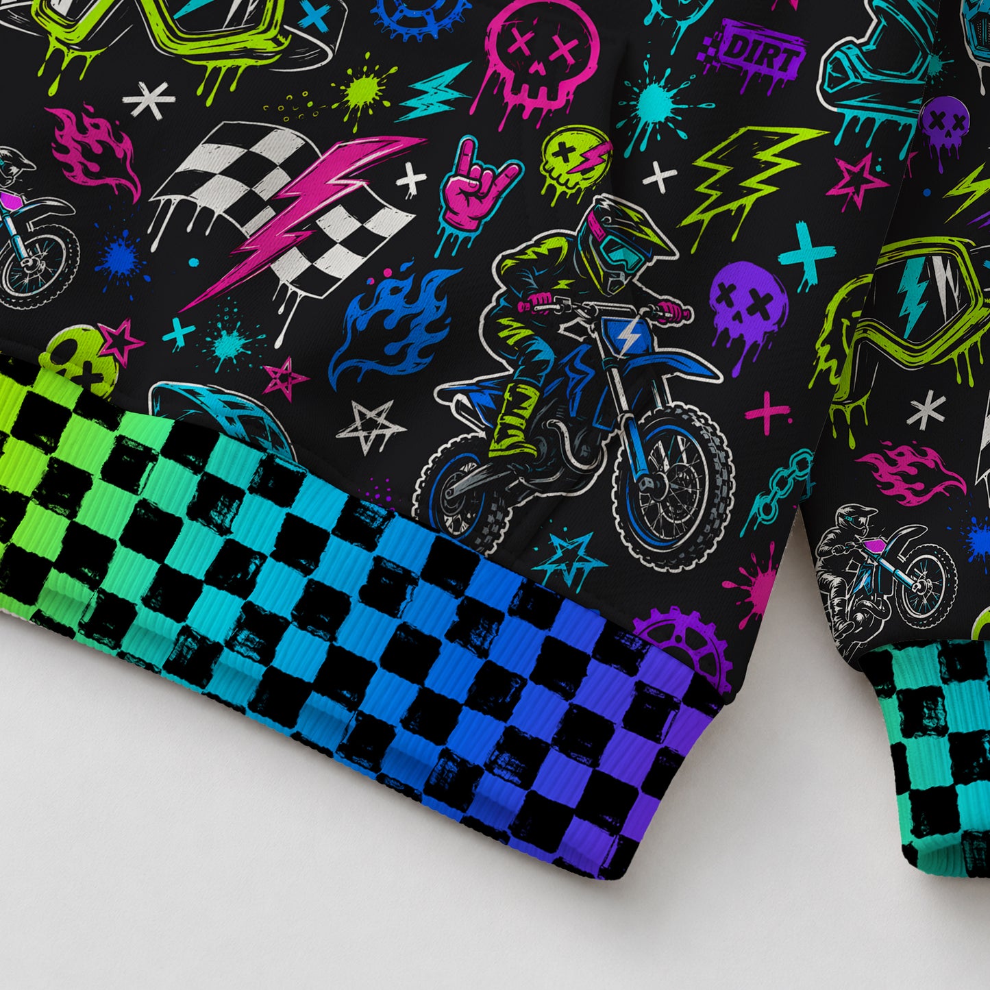 Kids Neon Dirt Bike Cotton Hoodie Personalized