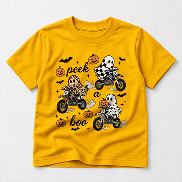 Kids Dirt Bike Peek A Boo Riders Graphic Halloween T-Shirt