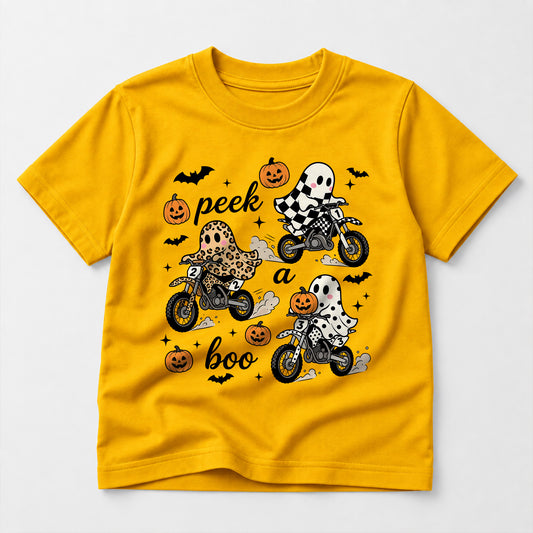 Kids Dirt Bike Peek A Boo Riders Graphic Halloween T-Shirt