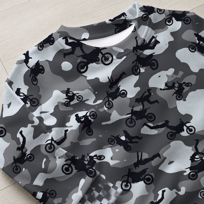 Personalized Camo Dirt Bike Pajamas – Custom Name Kids Motocross Pajama Set