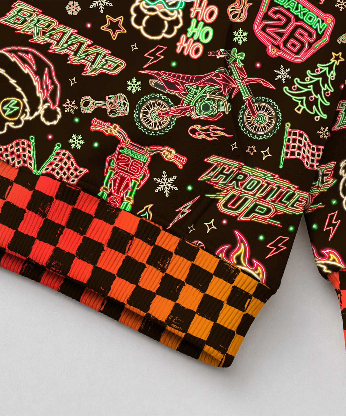 Personalized Neon Dirt Bike Christmas Hoodie
