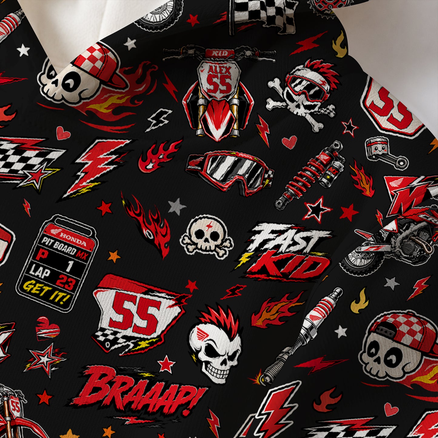 Kids Honda Red Motocross Cotton Hoodie Personalized