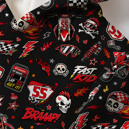 Kids Honda Red Motocross Cotton Hoodie Personalized