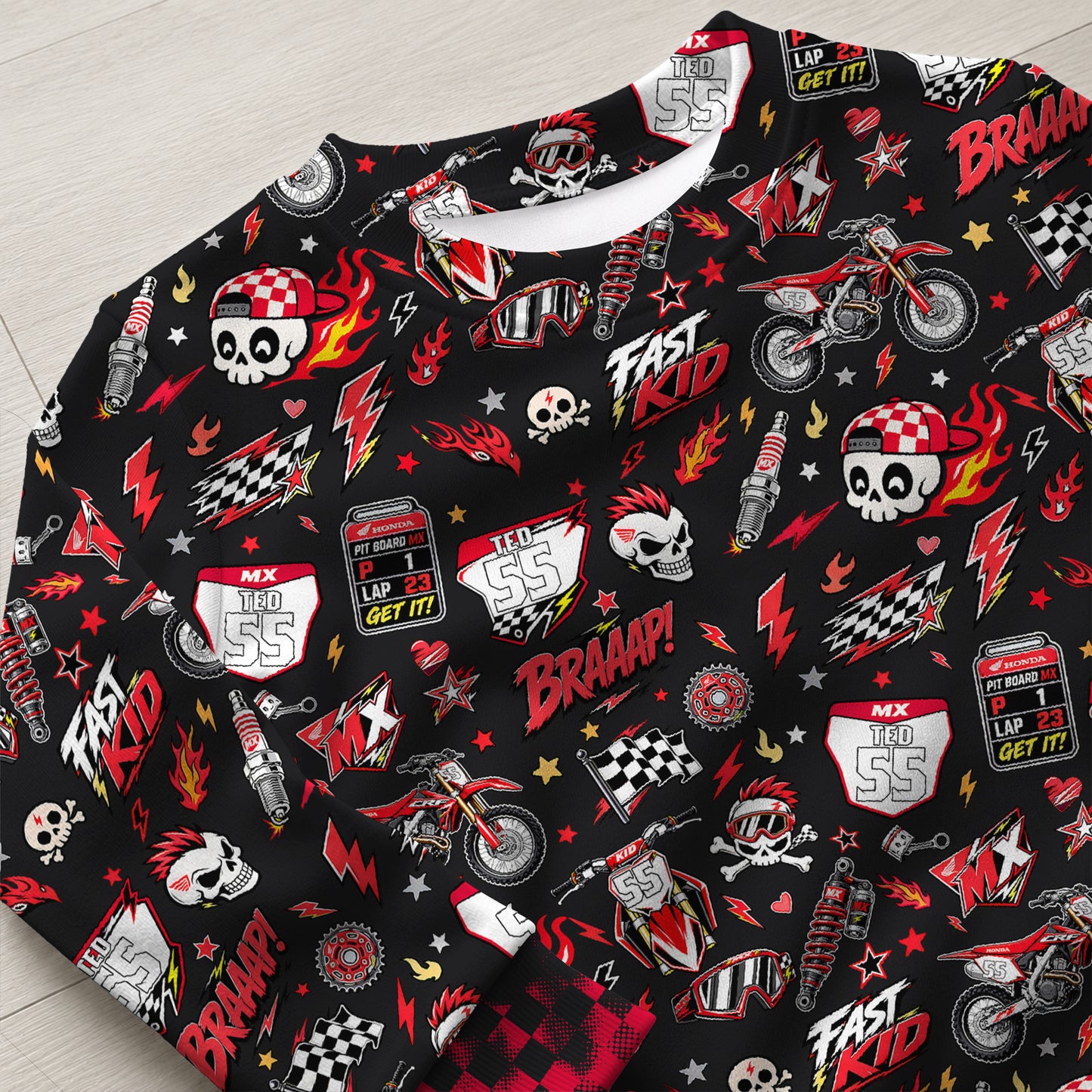 Personalized Honda Dirt Bike Pajamas – Custom Name Kids Motocross Pajama Set