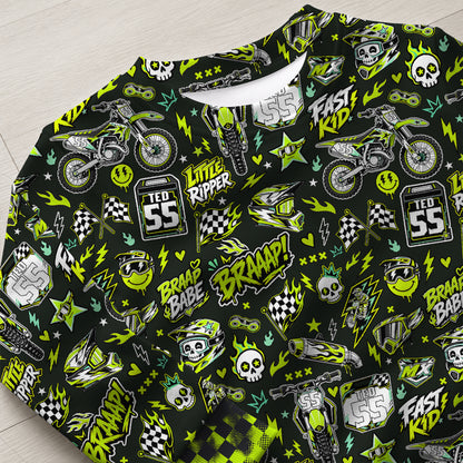 Personalized Kawasaki Dirt Bike Pajamas – Custom Name Kids Motocross Pajama Set