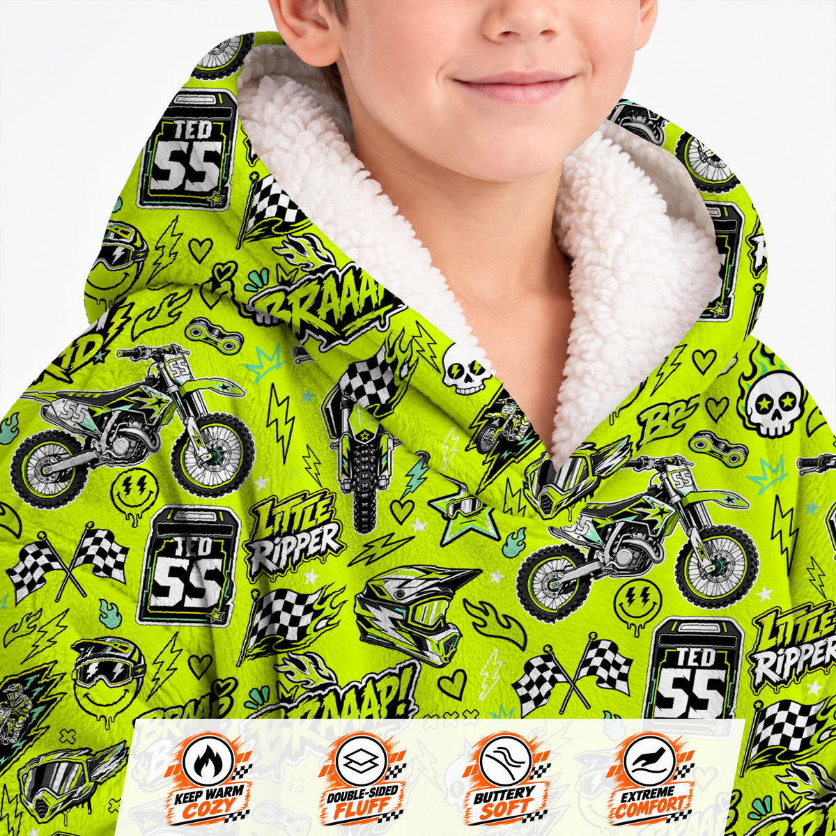 Kawasaki Dirt Bike Kids Snug Hoodie-Fleece