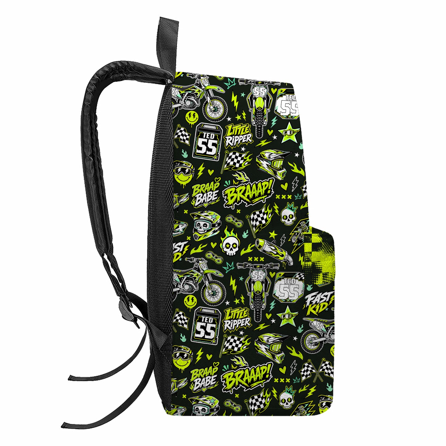 Personalized Kawasaki Dirt Bike Backpack – Custom Name & Race Number