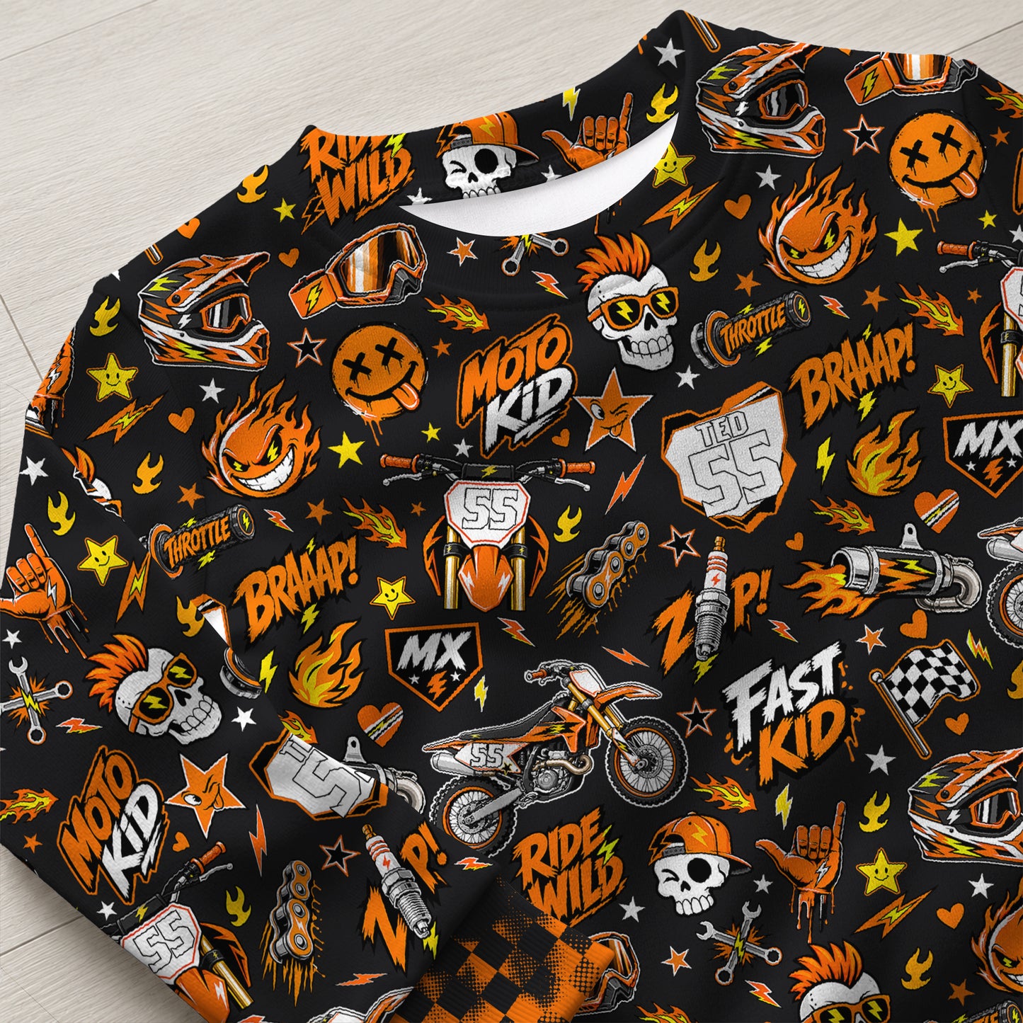 Personalized KTM Dirt Bike Pajamas – Custom Name Kids Motocross Pajama Set