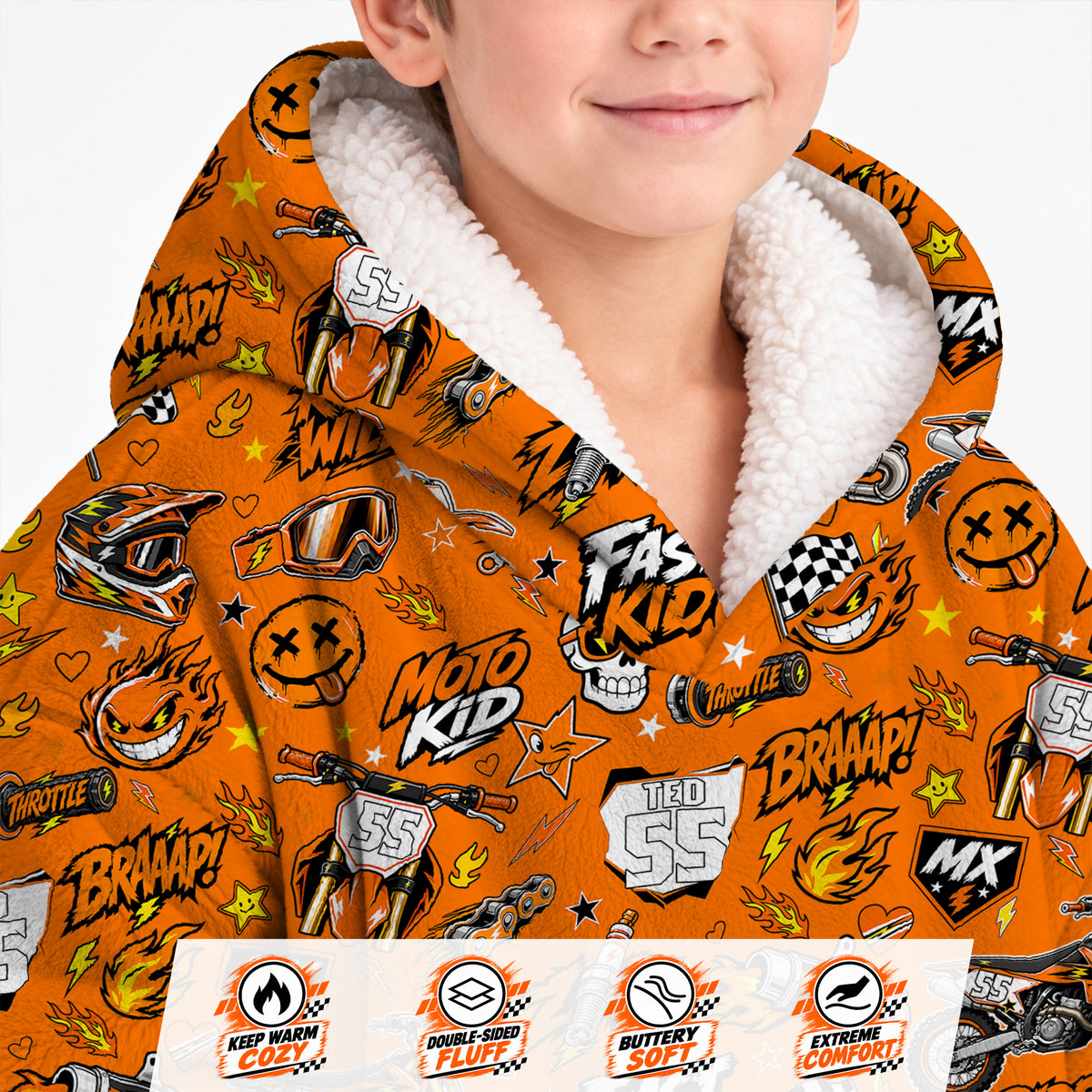 KTM Dirt Bike Kids Snug Hoodie-Fleece
