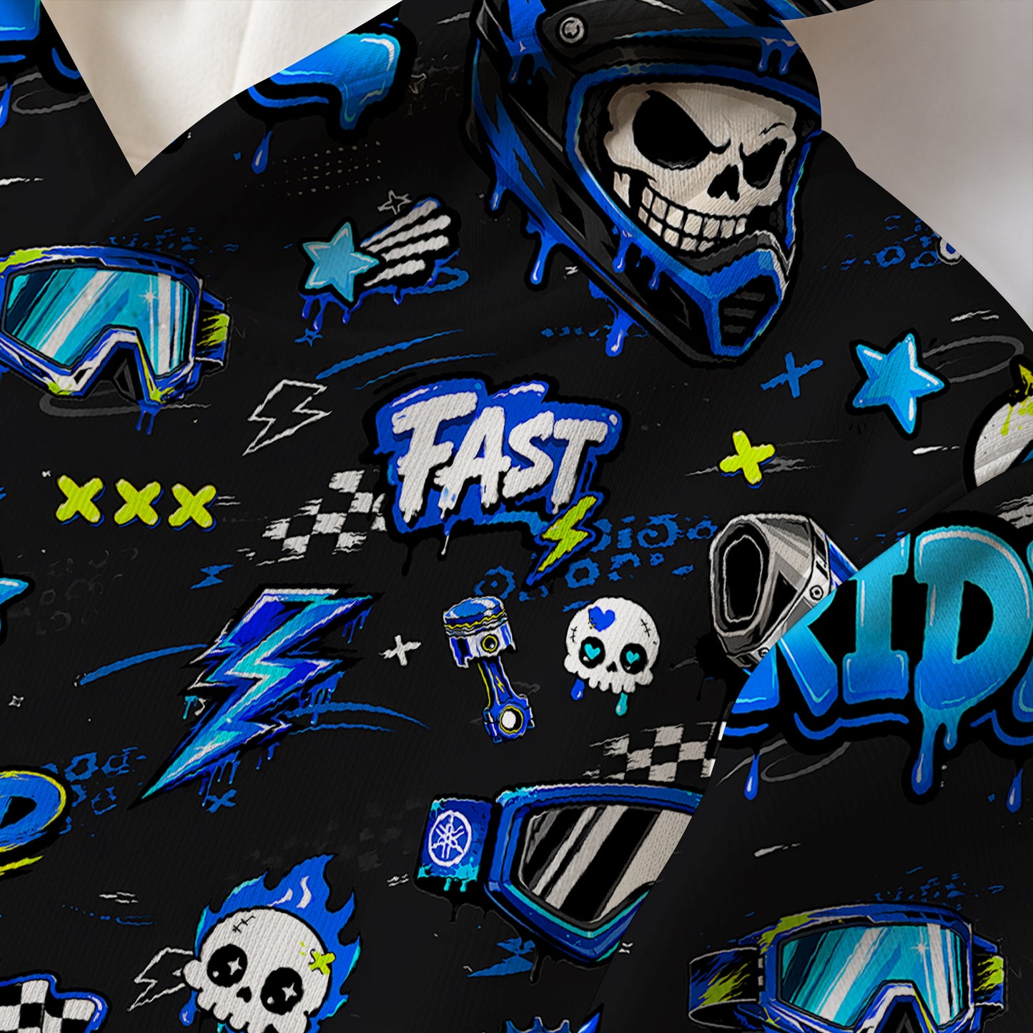 Kids Yamaha Blue Motocross Cotton Hoodie Personalized