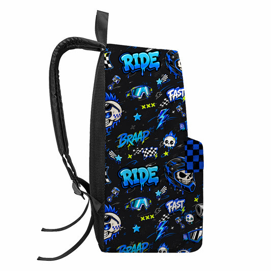 Personalized Team Blue Dirt Bike Backpack – Custom Name & Race Number