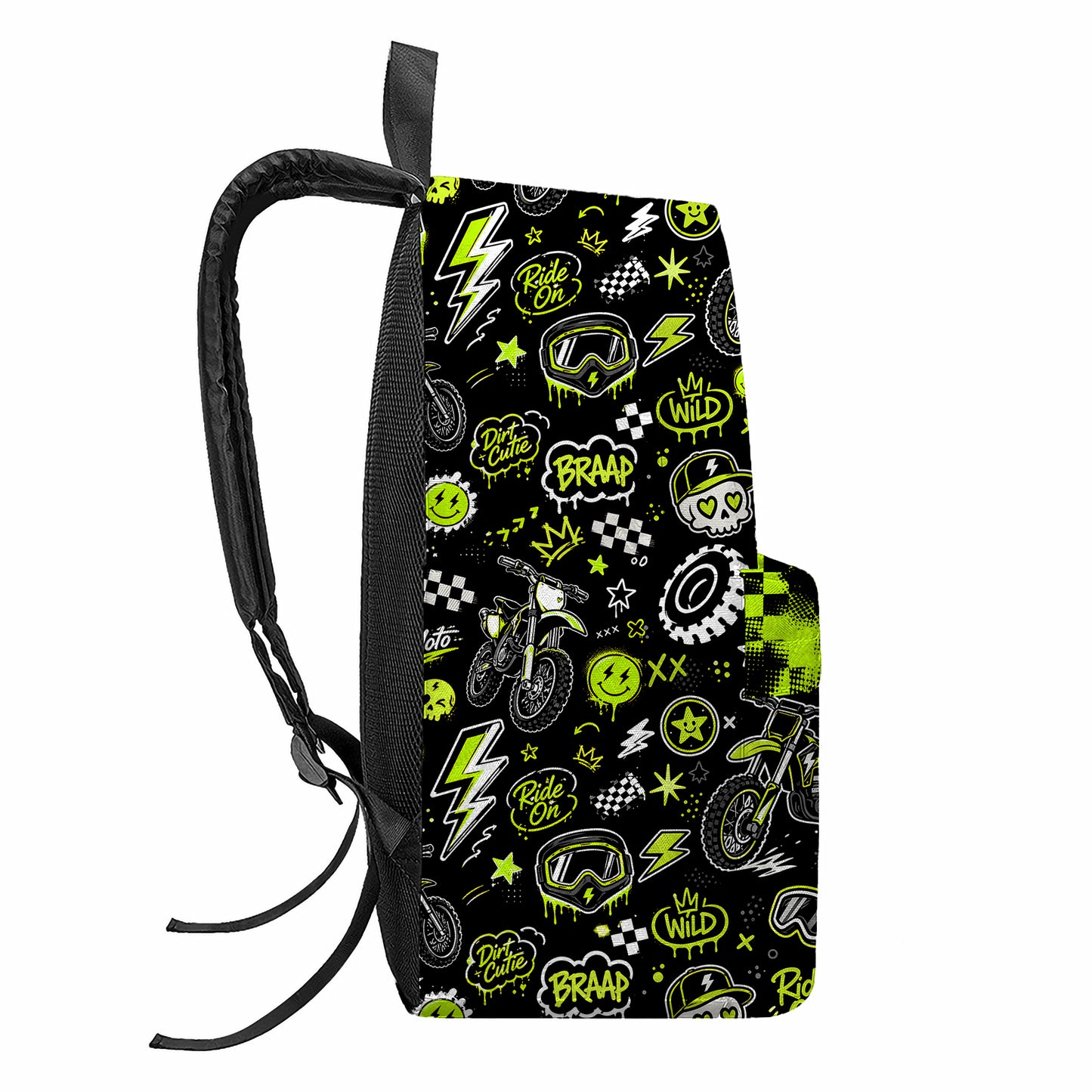 Personalized Team Green Dirt Bike Backpack – Custom Name & Race Number