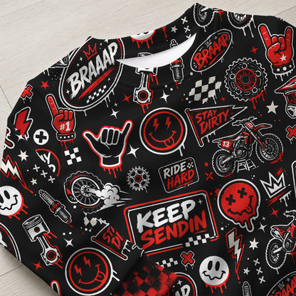 Personalized Team Red Dirt Bike Pajamas – Custom Name Kids Motocross Pajama Set