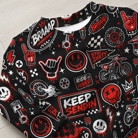 Personalized Team Red Dirt Bike Pajamas – Custom Name Kids Motocross Pajama Set