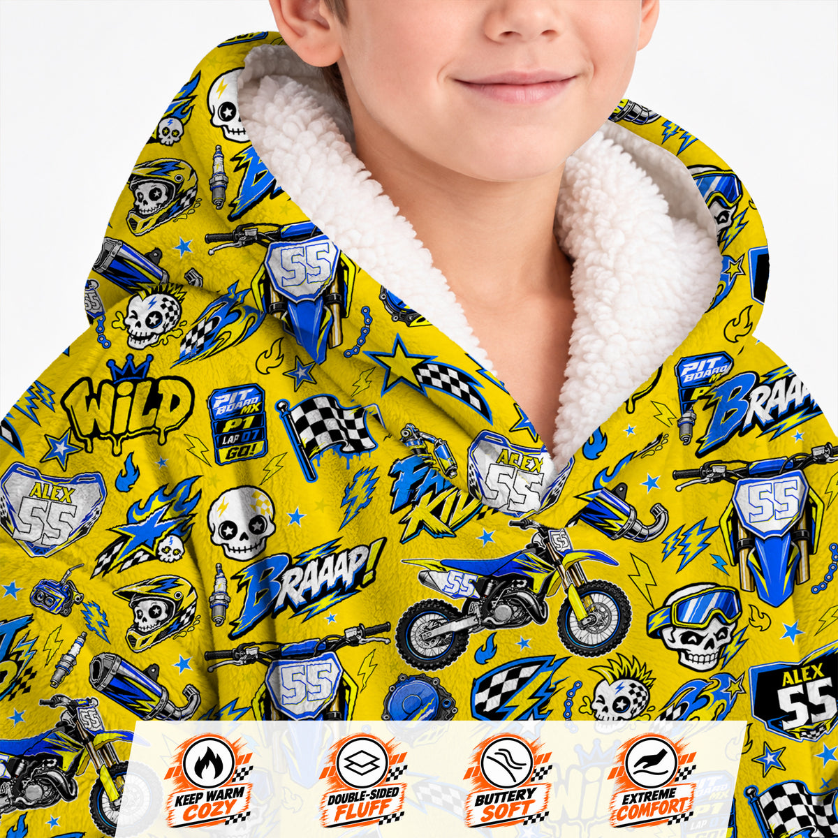 Suzuki Dirt Bike Kids Snug Hoodie-Fleece