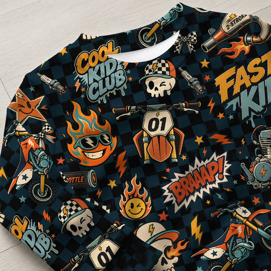 Personalized Vintage Dirt Bike Pajamas – Custom Name Kids Motocross Pajama Set