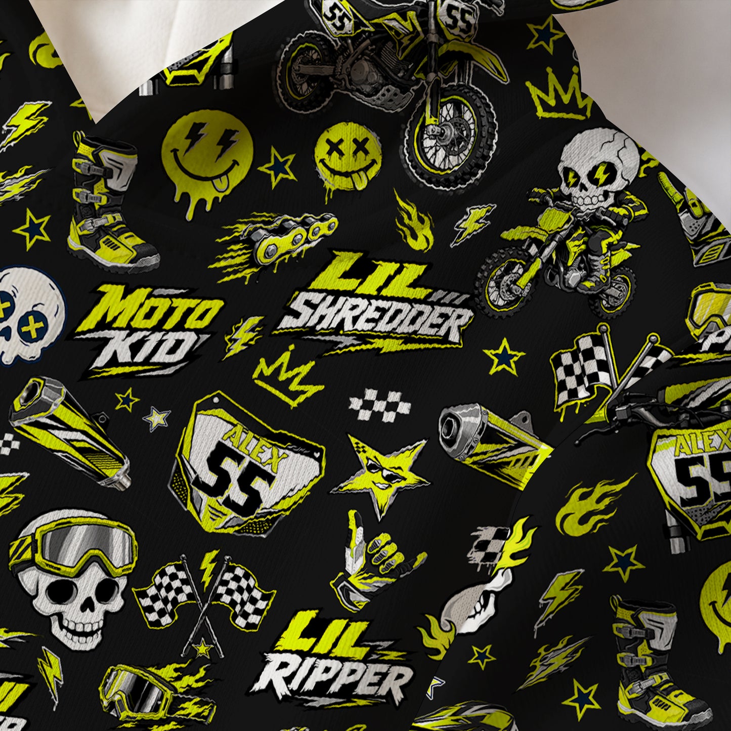 Kids Team Cobra Yellow Dirt Bike Cotton Hoodie Personalized