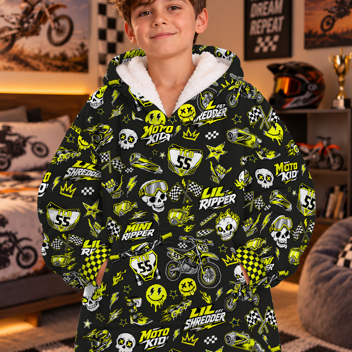 Cobra Dirt Bike Kids Snug Hoodie-Fleece