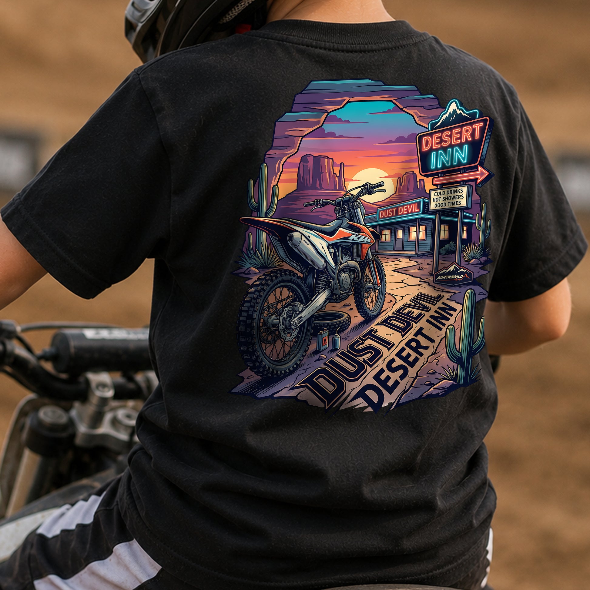 Dust Devil Desert Inn kids motocross tee styled outfit