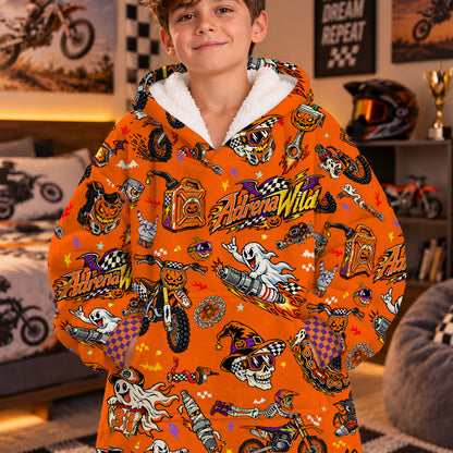 Halloween Dirt Bike Kids Snug Hoodie-Fleece
