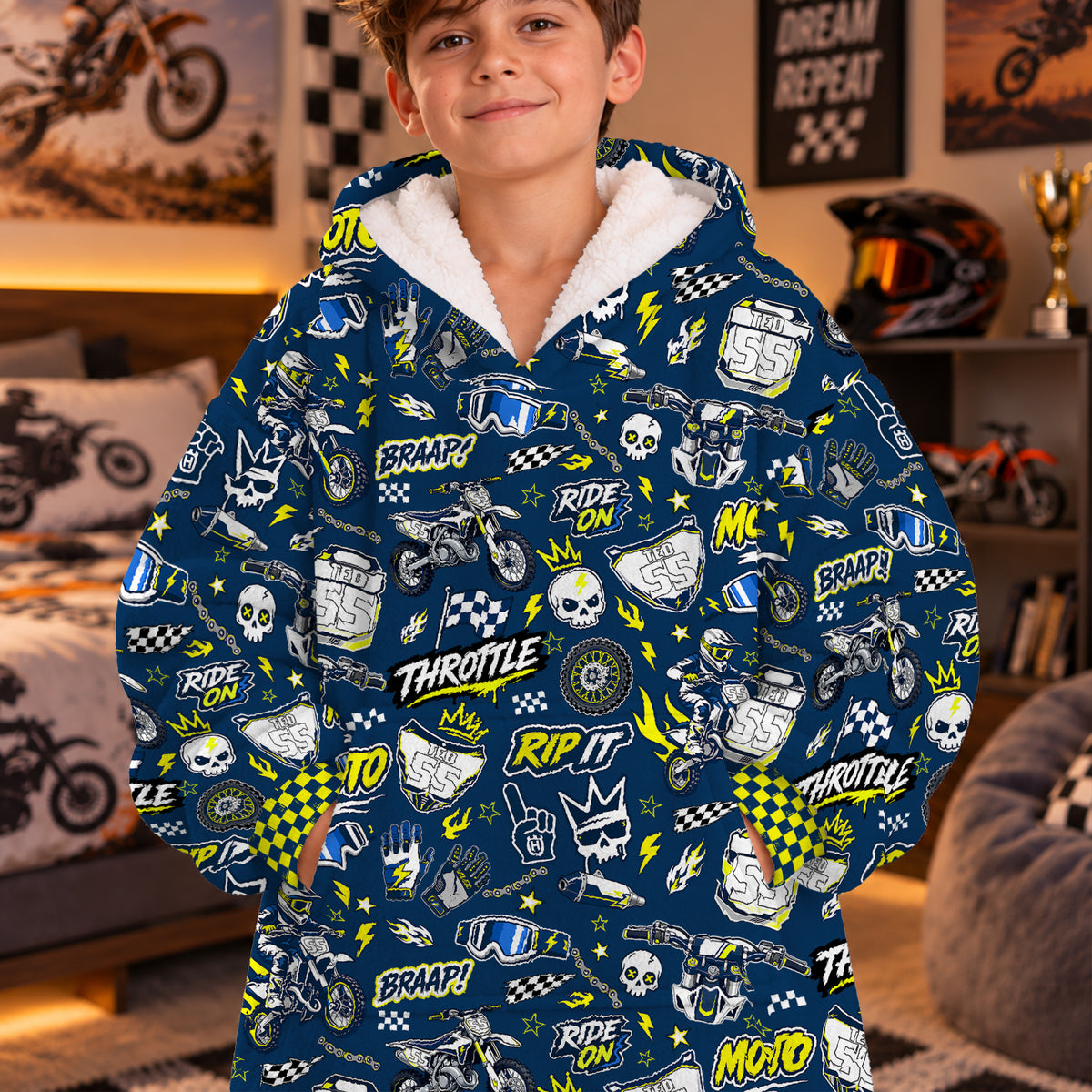 Husqvarna Dirt Bike Kids Snug Hoodie-Fleece