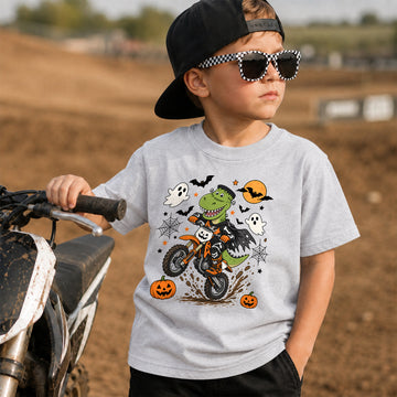 Kids Dirt Bike Monster Moto Graphic Halloween T-Shirt