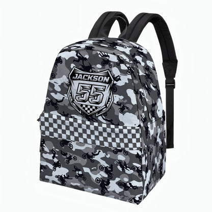 Personalized Camo Dirt Bike Backpack – Custom Name & Race Number
