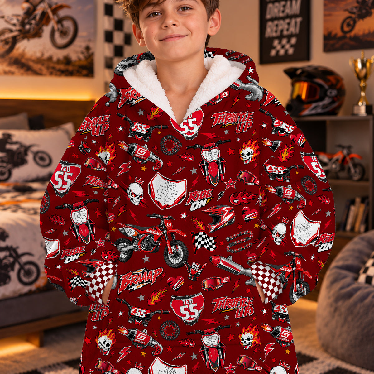 Gasgas Dirt Bike Kids Snug Hoodie-Fleece