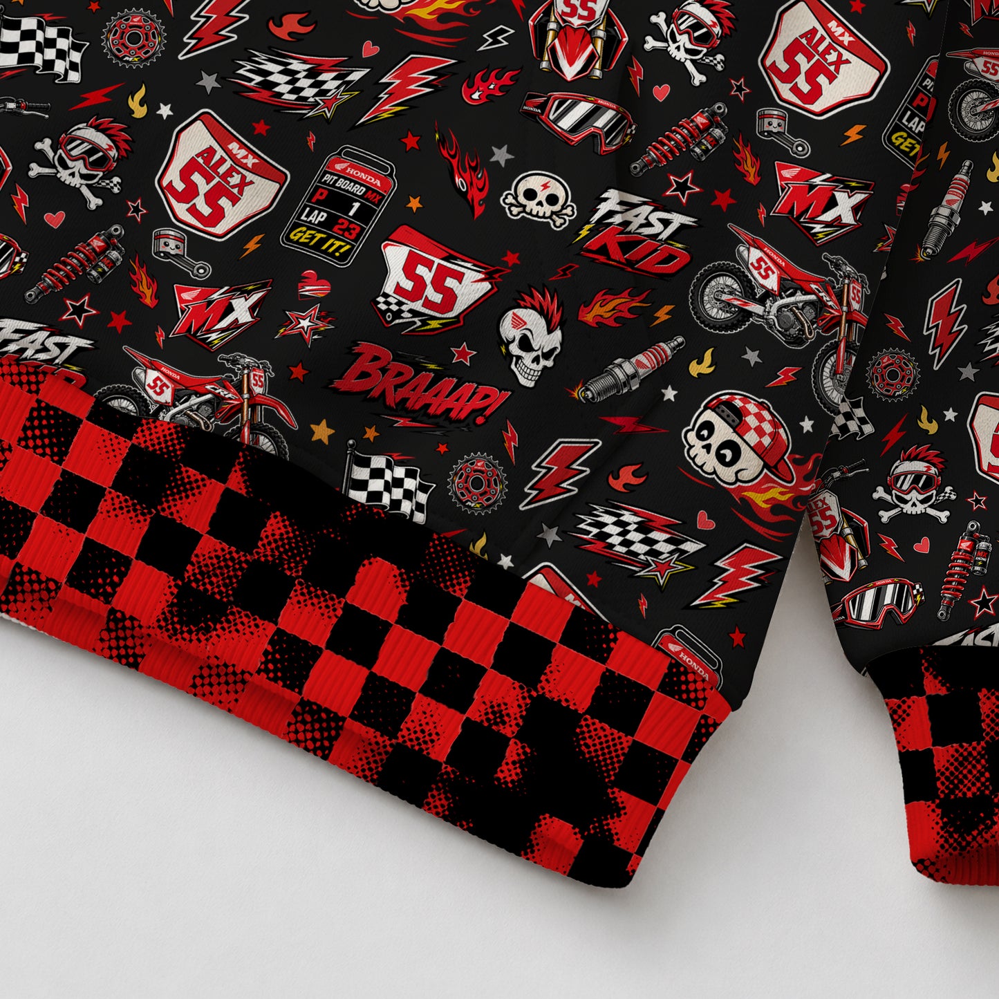 Kids Honda Red Motocross Cotton Hoodie Personalized