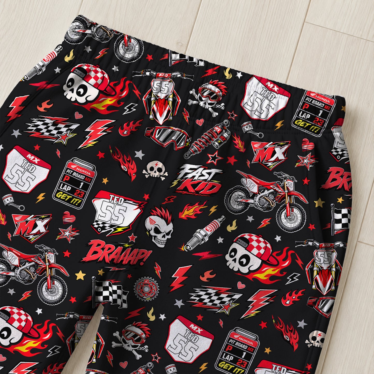 Personalized Honda Dirt Bike Pajamas – Custom Name Kids Motocross Pajama Set