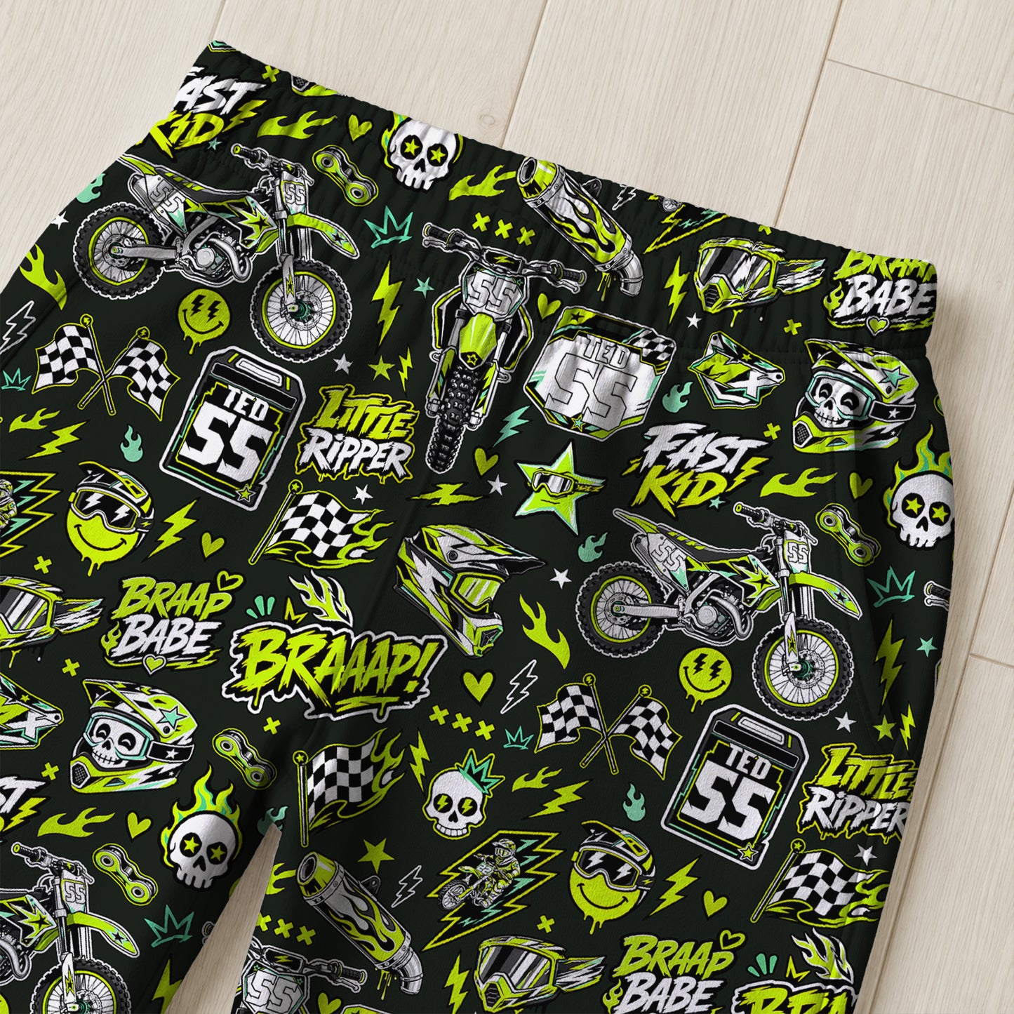 Personalized Kawasaki Dirt Bike Pajamas – Custom Name Kids Motocross Pajama Set