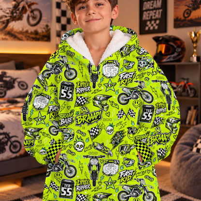 Kawasaki Dirt Bike Kids Snug Hoodie-Fleece