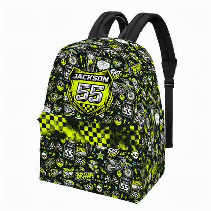 Personalized Kawasaki Dirt Bike Backpack – Custom Name & Race Number
