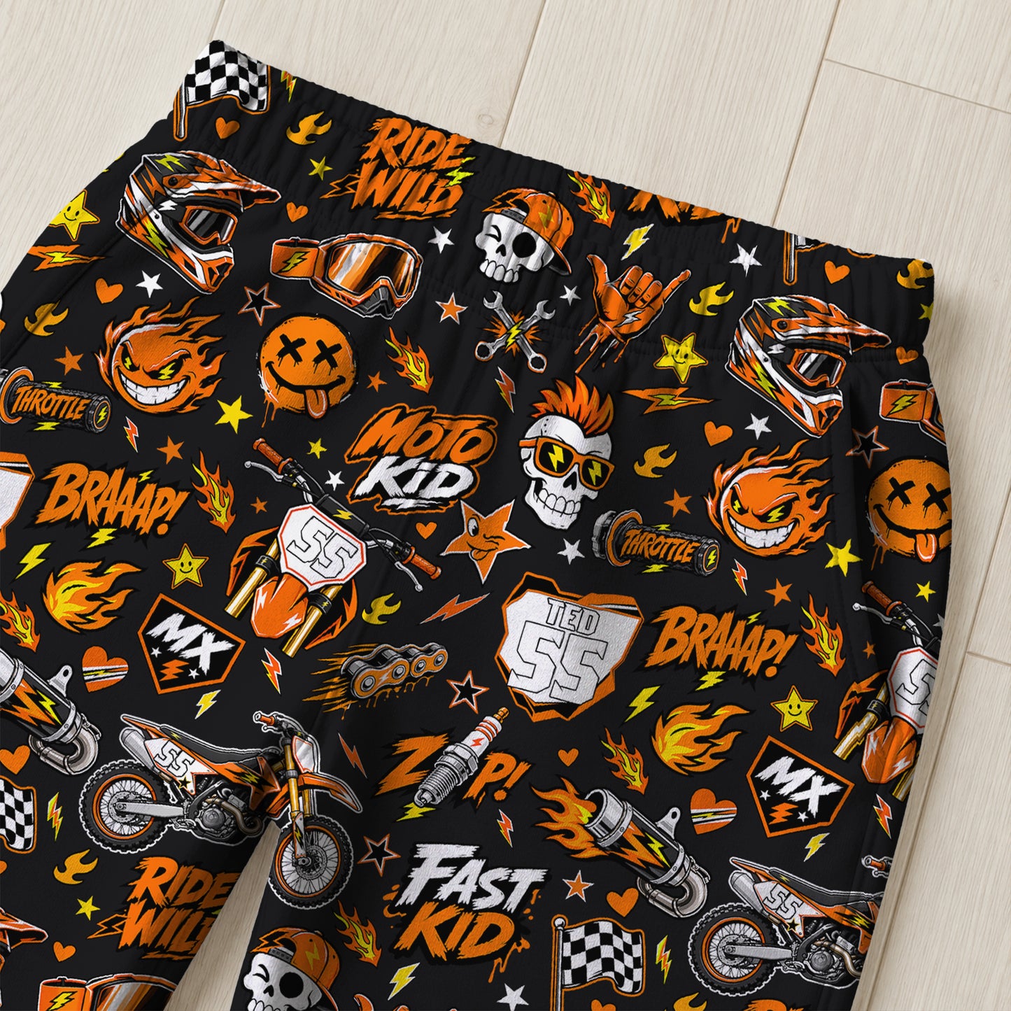 Personalized KTM Dirt Bike Pajamas – Custom Name Kids Motocross Pajama Set