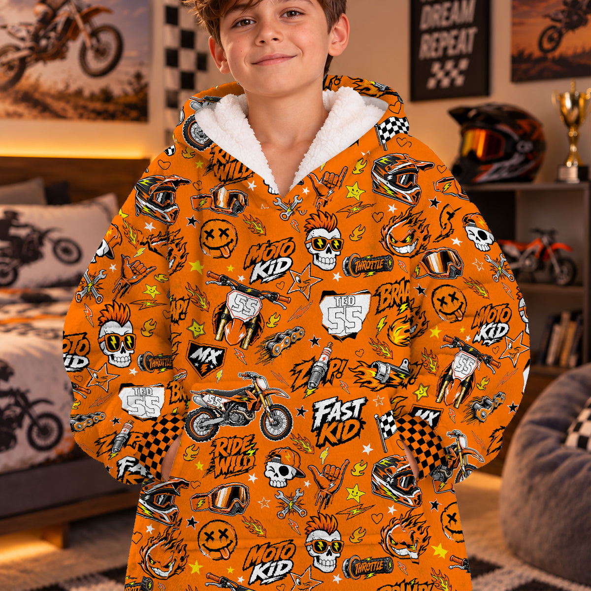 KTM Dirt Bike Kids Snug Hoodie-Fleece