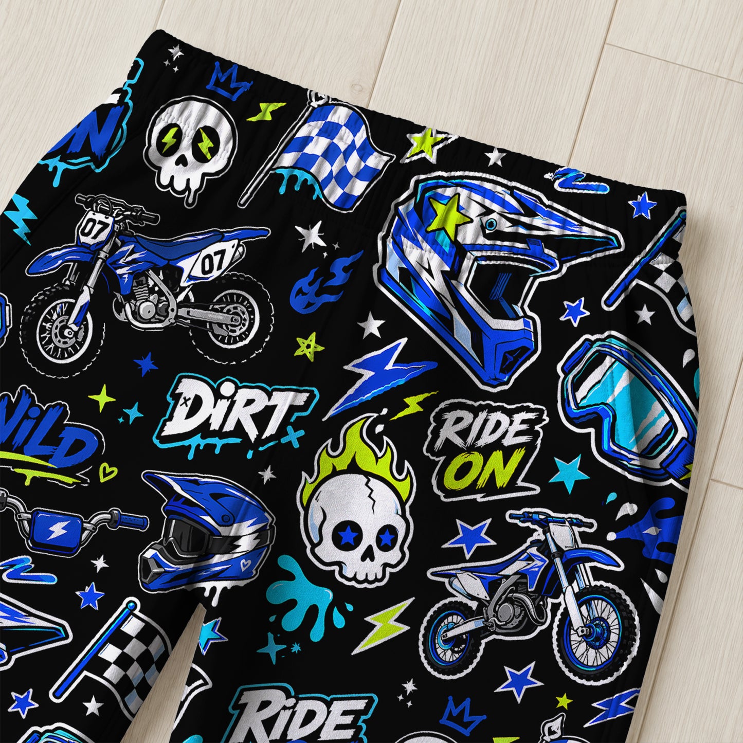 Personalized Team Blue Dirt Bike Pajamas – Custom Name Kids Motocross Pajama Set