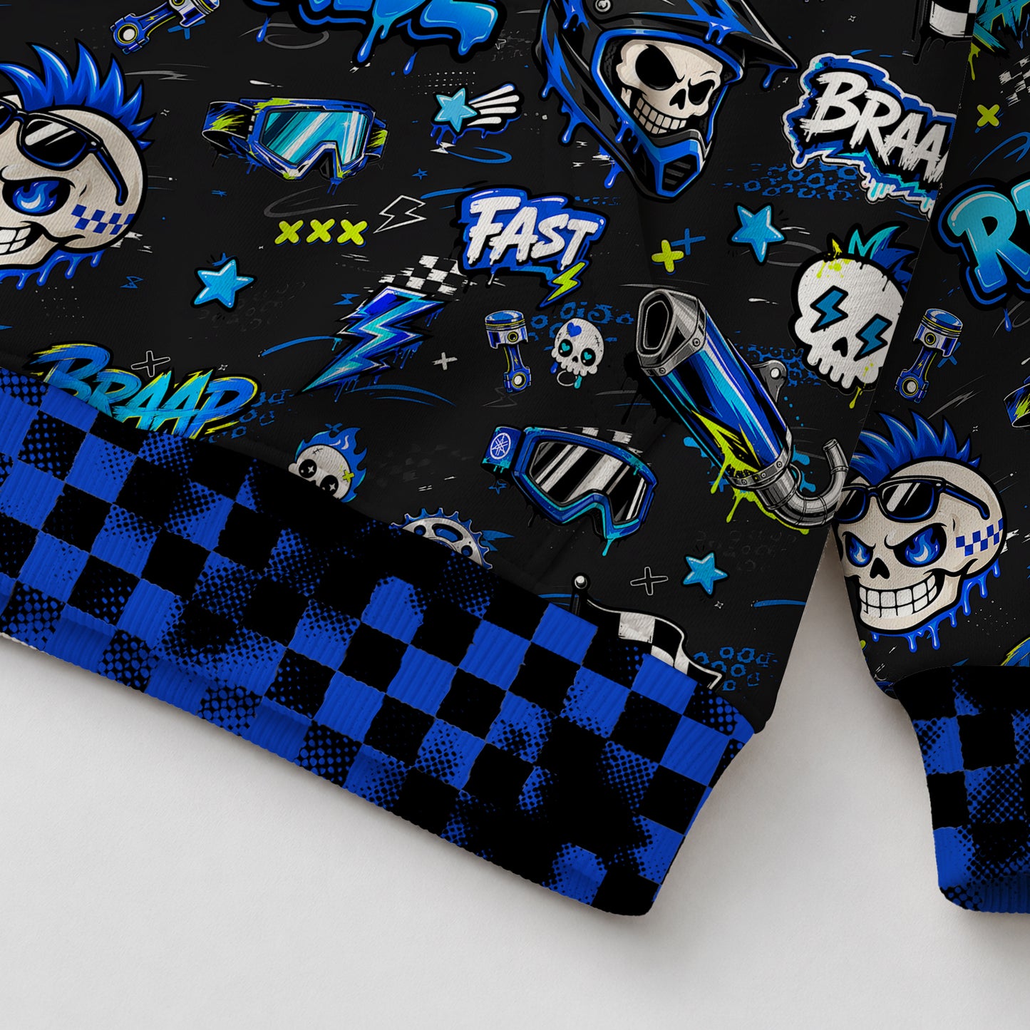 Kids Yamaha Blue Motocross Cotton Hoodie Personalized
