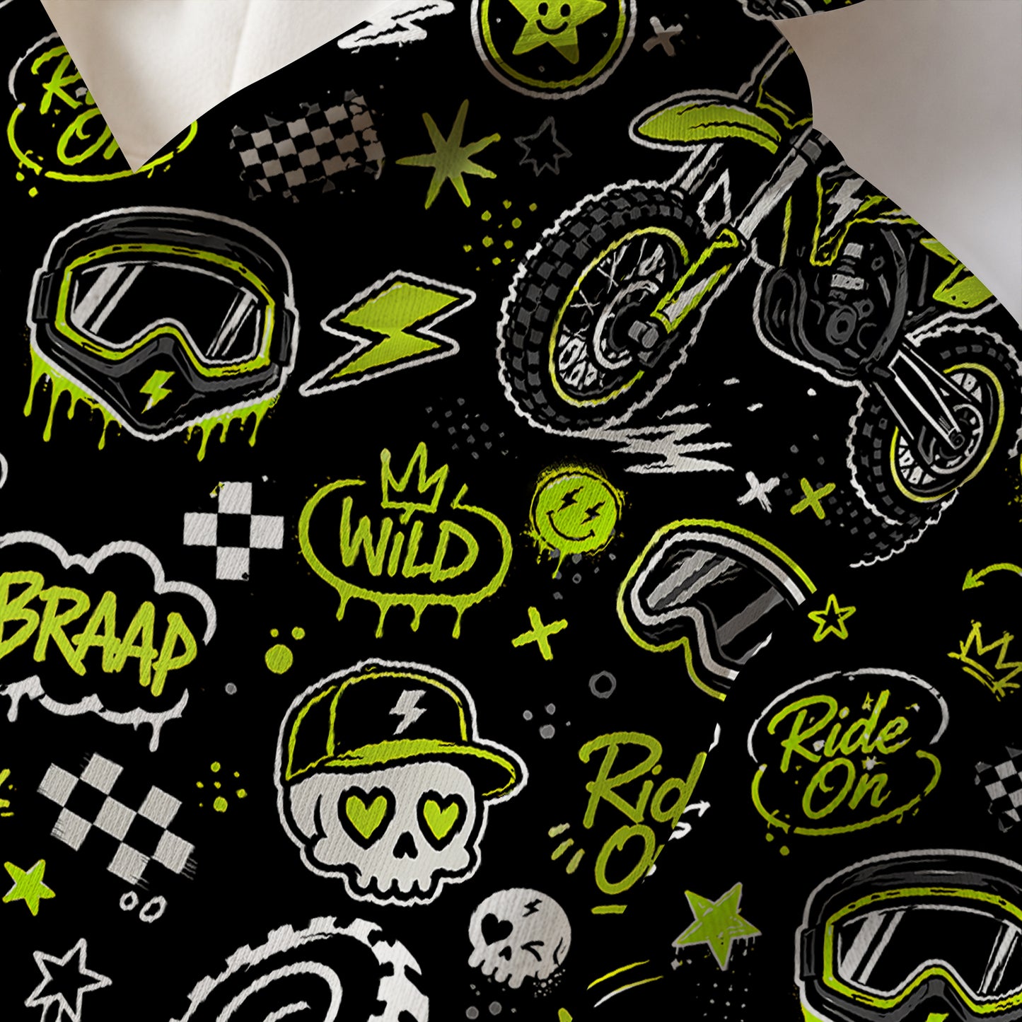 Kids Neon Green Dirt Bike Cotton Hoodie Personalized