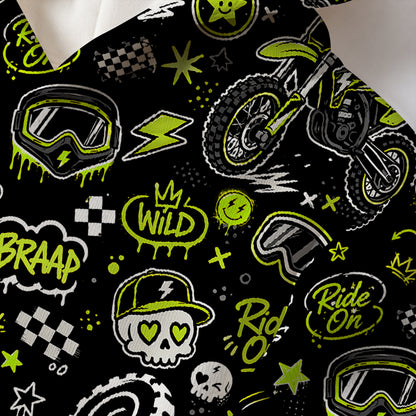 Kids Neon Green Dirt Bike Cotton Hoodie Personalized