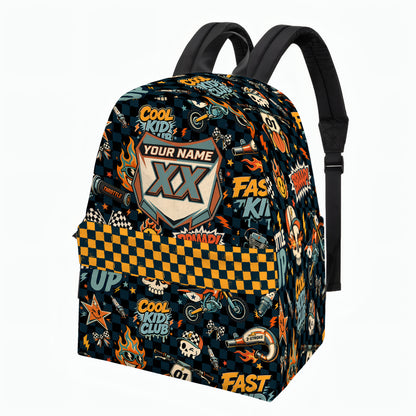 Personalized Vintage Dirt Bike Backpack – Custom Name & Race Number