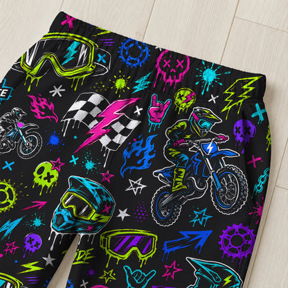 Personalized Team Neon Dirt Bike Pajamas – Custom Name Kids Motocross Pajama Set