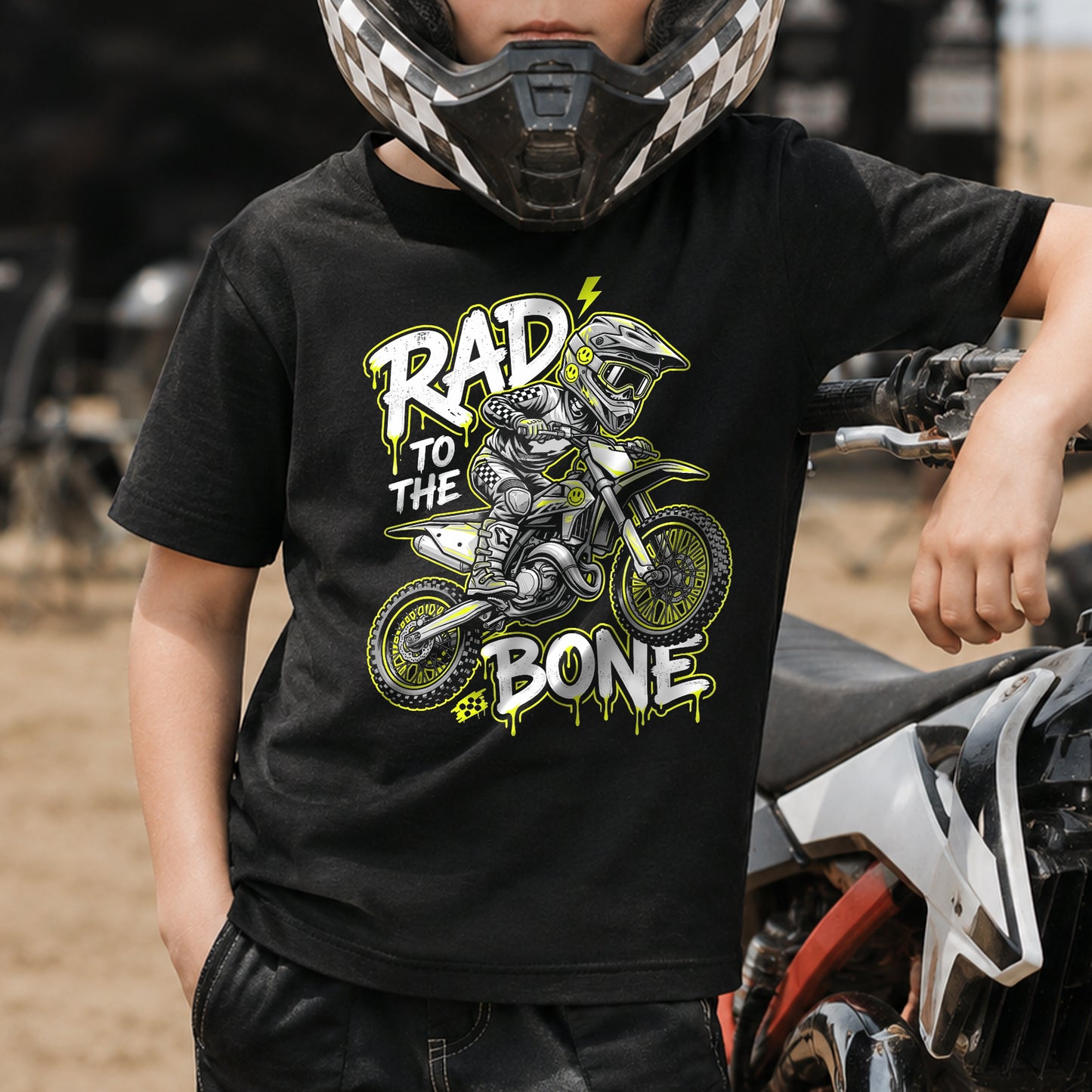 Kids motocross graphic tee styled outfit