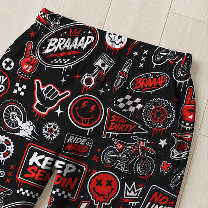 Personalized Team Red Dirt Bike Pajamas – Custom Name Kids Motocross Pajama Set