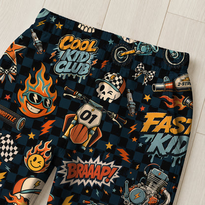 Personalized Vintage Dirt Bike Pajamas – Custom Name Kids Motocross Pajama Set