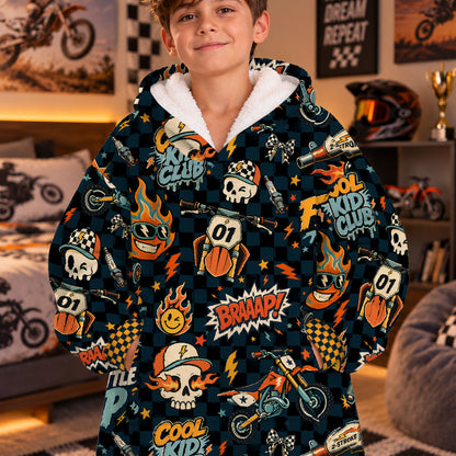 Vintage Dirt Bike Kids Snug Hoodie-Fleece