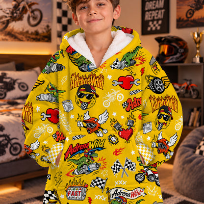 Vintage Dirt Bike Kids Snug Hoodie-Fleece