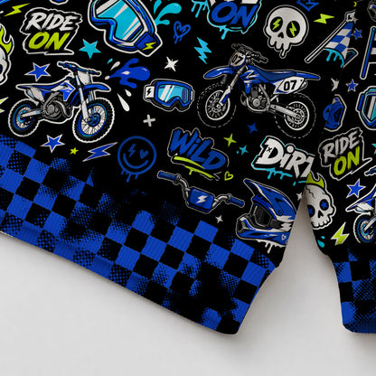 Kids Team Yamaha Blue Dirt Bike Cotton Hoodie Personalized
